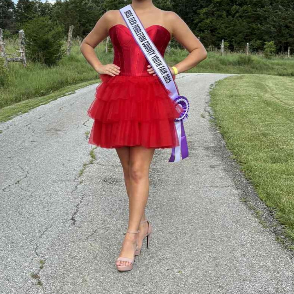 Sherri Hill Vibrant Red Tulle Dress